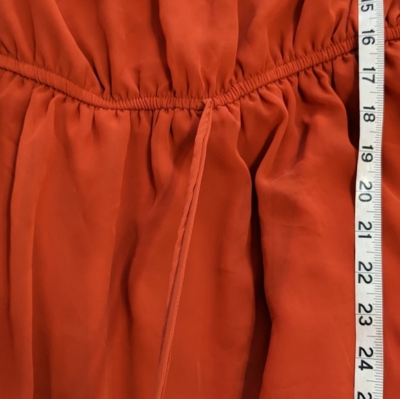 ENFOCUS Studio pretty orange dress with an elastic waist and sheer sleeves sz 12 - Picture 2 of 11